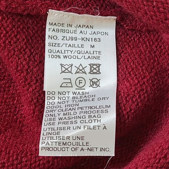 ZUCCA women 100% Wool Dolnman Knit Sweater Burnt Maroon round neck Size M NEW - Picture 10 of 10